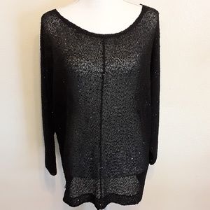 DKNYC black sequins meshed sweater NWOT